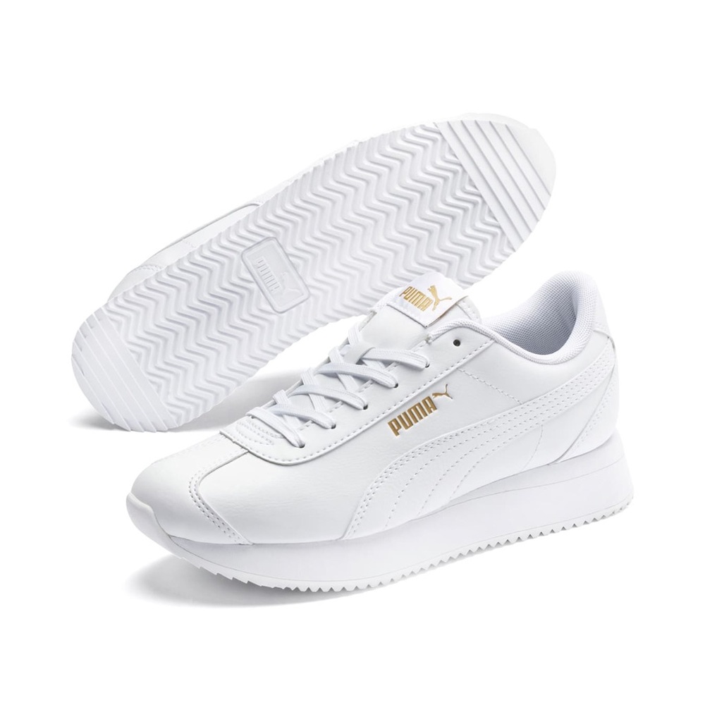 Puma Women's Turino Stacked White/Gold Sneakers Size 8.5